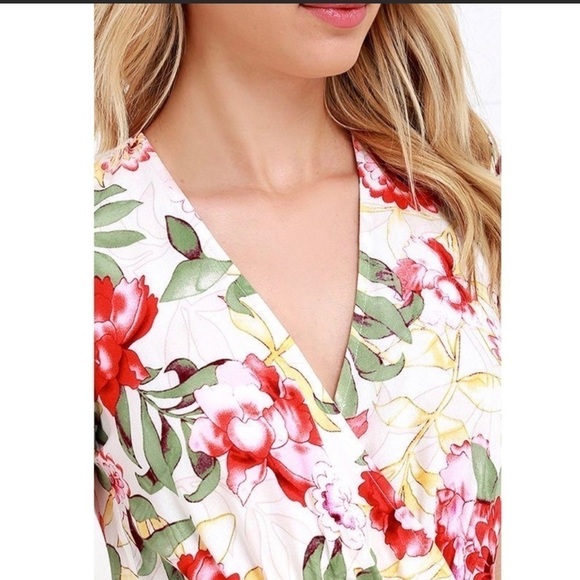 Lulu’s Vine Art Ivory Floral Wrap Maxi Dress  SZ XS - Picture 3 of 9